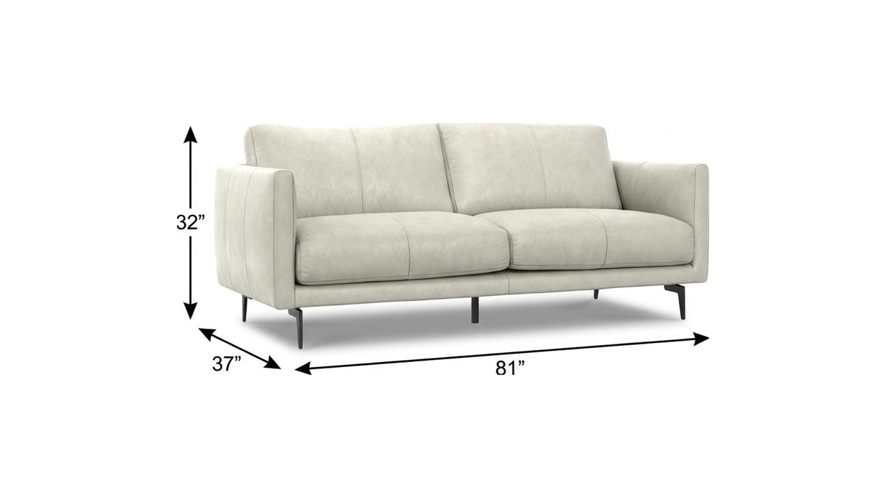 81" Leather Sofa With Black Legs - Gray