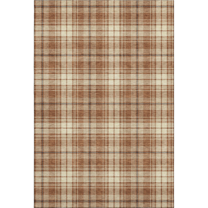 10' X 14' Plaid Washable Area Rug With UV Protection (678263) - Rust / Beige / Brown