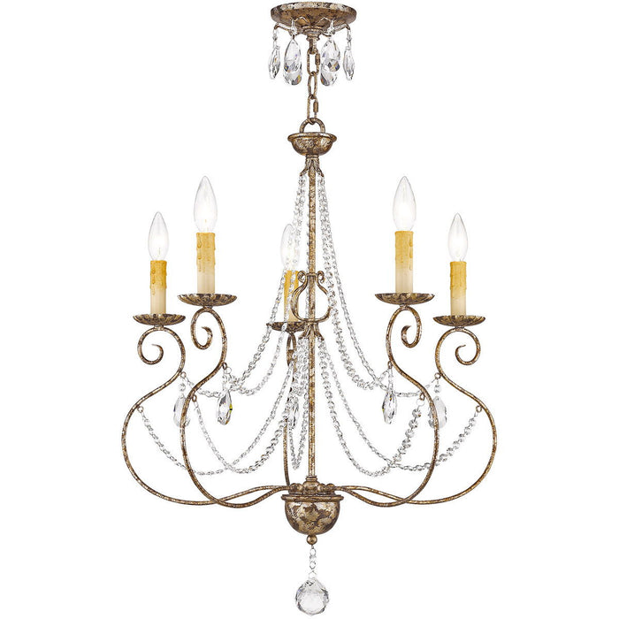 29" Five Light Metal Dimmable Chandelier With Shades - Bronze