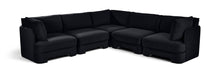 Velvet performance fabric Meridian Furniture 5-piece corner sectional sofa with plush cushioning and modern design.