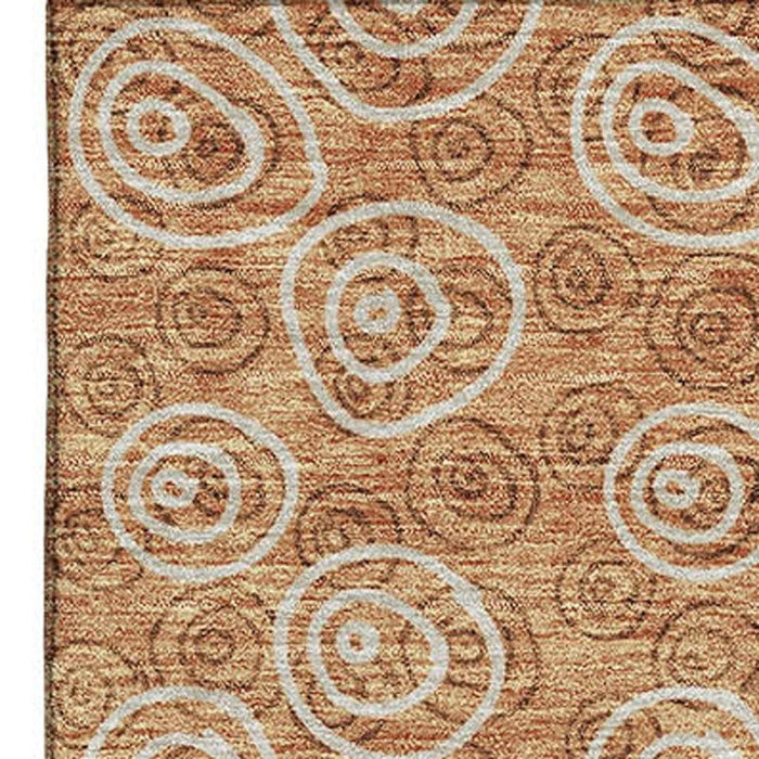10' X 14' Polka Dot Washable Area Rug With UV Protection - Terra Cotta And Beige