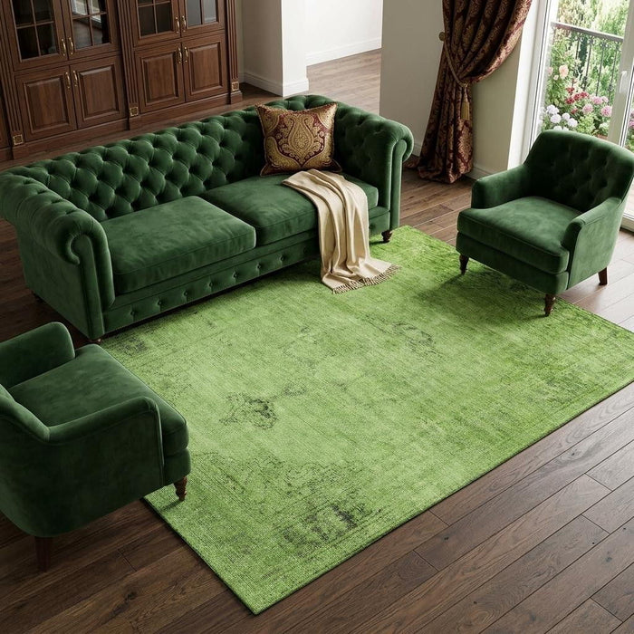 10' X 14' Oriental Washable Area Rug With UV Protection (654862) - Artichoke Green / Gray