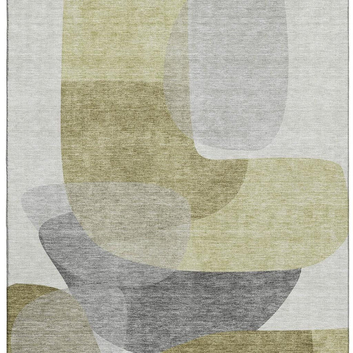 10' X 14' Abstract Washable Area Rug With UV Protection (718545) - Fern Green / Gray