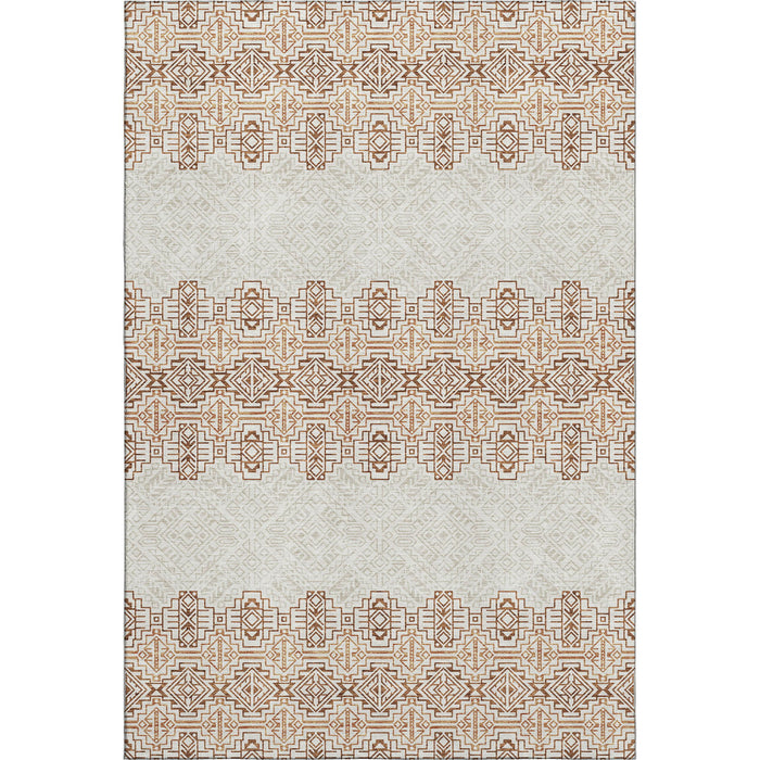 10' X 14' Southwestern Washable Area Rug With UV Protection (676740) - Rust / Ivory