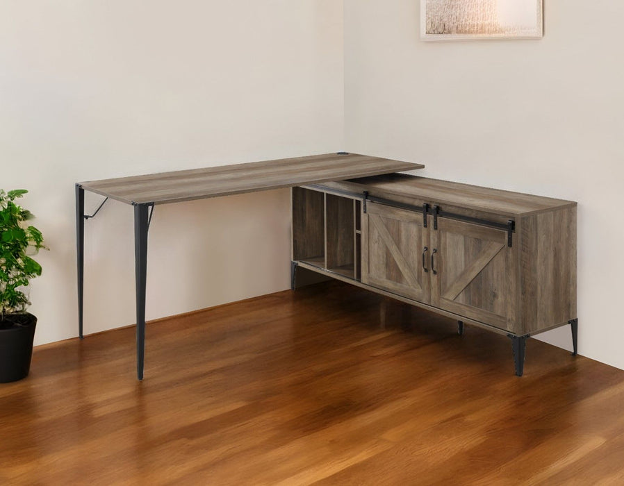 65" L Shape Writing Desk - Brown And Black