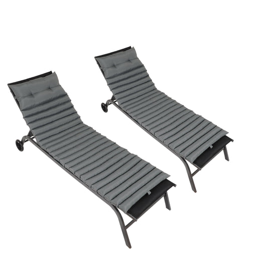 Giga outdoor chaise lounge chair cushion set with back and seat cushions, featuring plush fabric and vibrant colors.