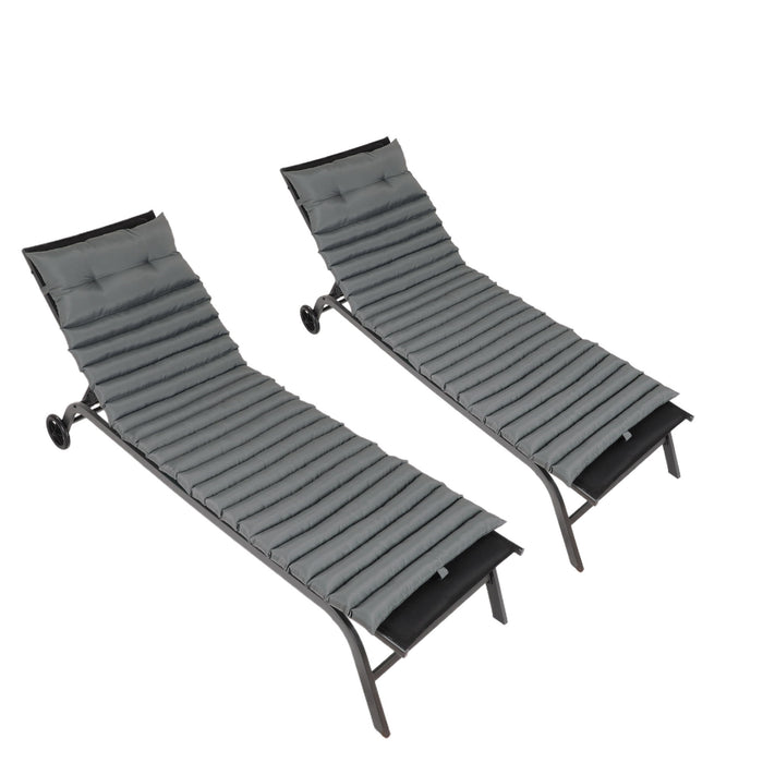 Giga outdoor chaise lounge chair cushion set with back and seat cushions, featuring plush fabric and vibrant colors.