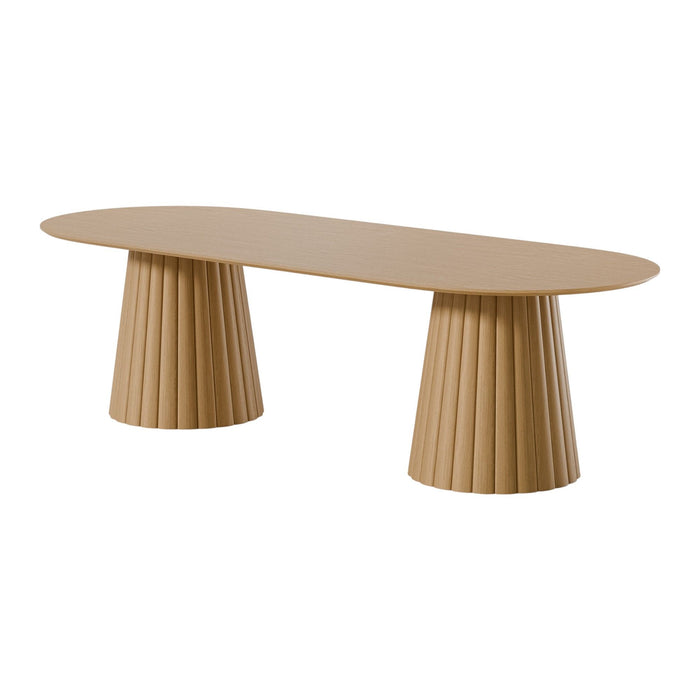 86" Wood Double Pedestal Base Oval Dining Table - Natural
