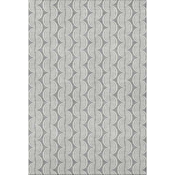 10' X 14' Ogee Washable Area Rug With UV Protection (682727) - Gray / Ivory