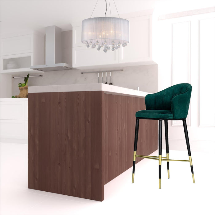 31" Steel Low Back Bar Height Bar Chair - Green And Black