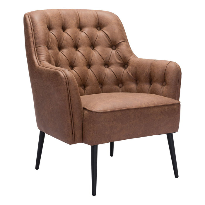 Faux Leather Tufted Arm Chair - Brown And Black