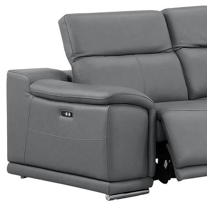 Leather Modular L Shaped Five Piece Corner Sectional - Battleship Gray