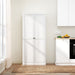 White Giga metal kitchen pantry cabinet with adjustable storage and four heavy-duty shelves for organized kitchen storage.