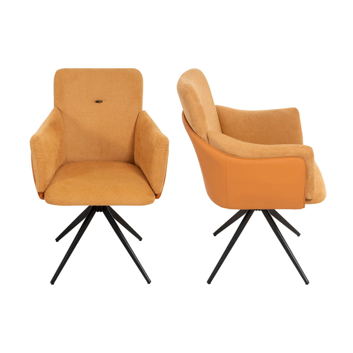 Set of 2 Giga swivel home office desk chairs with armrests, featuring adjustable height and cushioned seats.