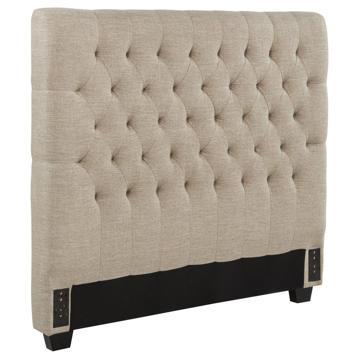 Chloe Upholstered Full Panel Headboard Oatmeal