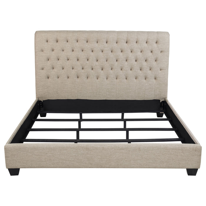 Chloe Upholstered Eastern King Panel Bed Oatmeal