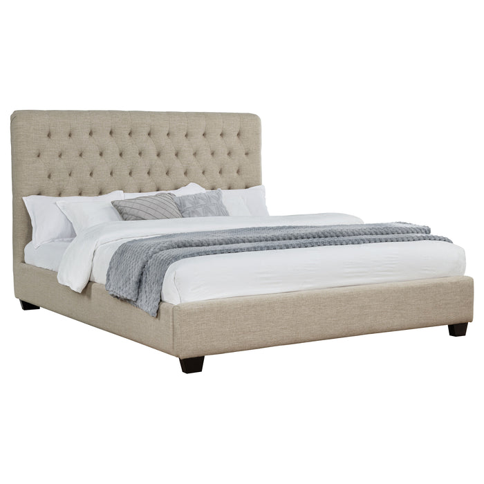 Chloe Upholstered California King Panel Bed Oatmeal