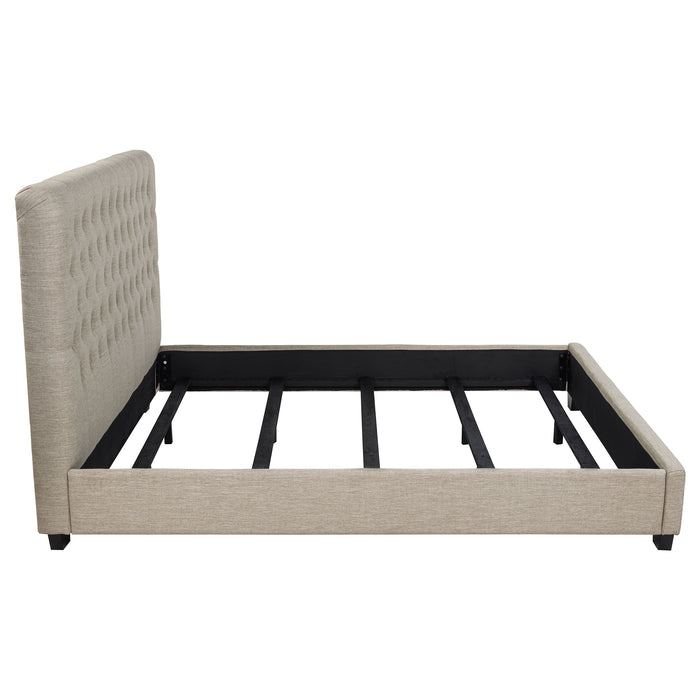 Chloe Upholstered California King Panel Bed Oatmeal