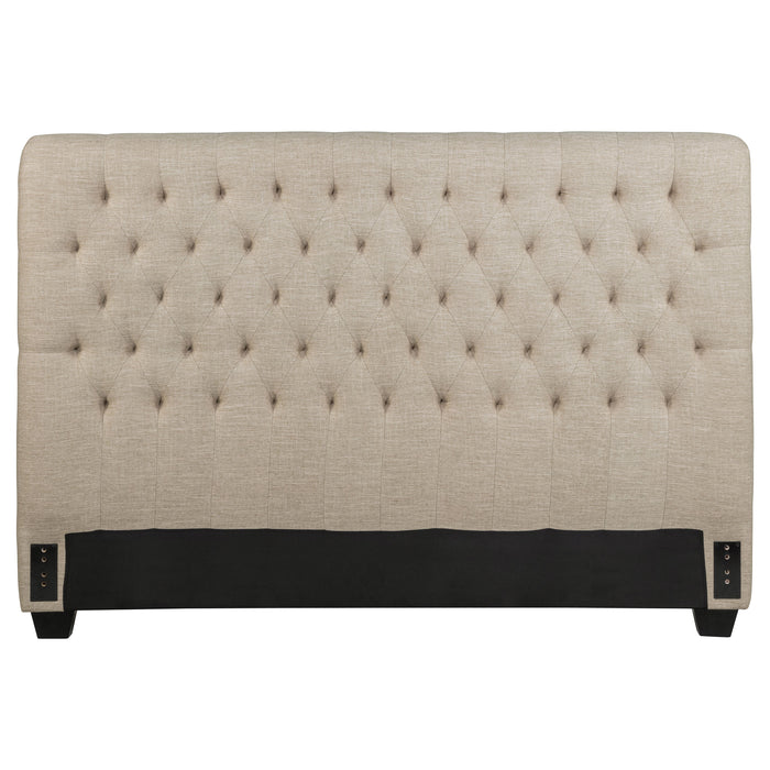 Chloe Upholstered Queen Panel Headboard Oatmeal