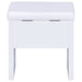 CoasterEssence Harvey white vanity set with lift-top stool and spacious tabletop storage
