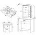CoasterEssence Harvey vanity set with white finish, includes a lift-top stool and a spacious vanity table with mirror.
