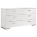 White Jeremaine 5-piece California King bedroom set by CoasterEssence with a sleek, modern design and matching bed frame, nightstands, and dresser.