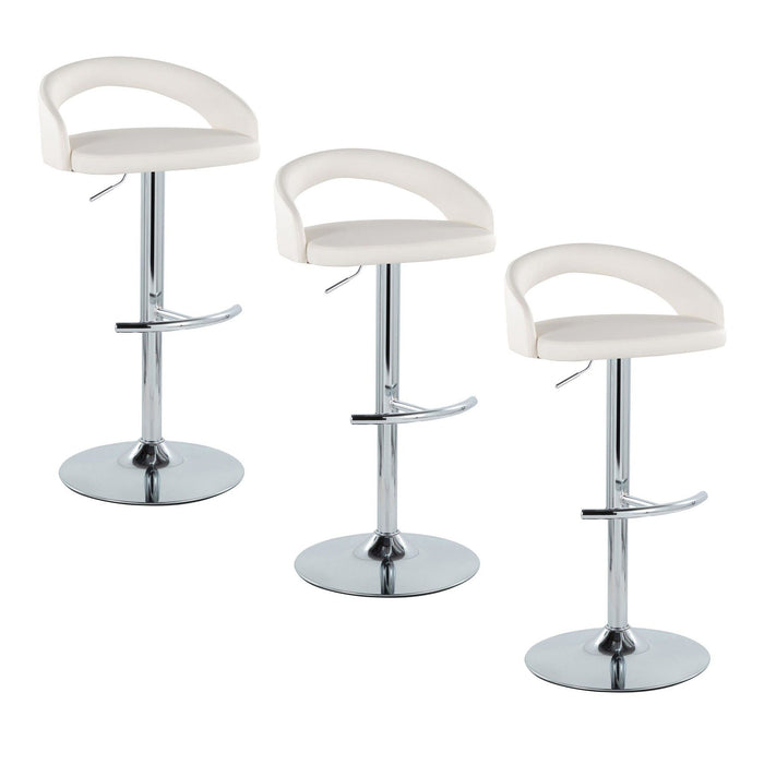 Grotto - Upholstered Adjustable Barstool - Chrome Metal Base