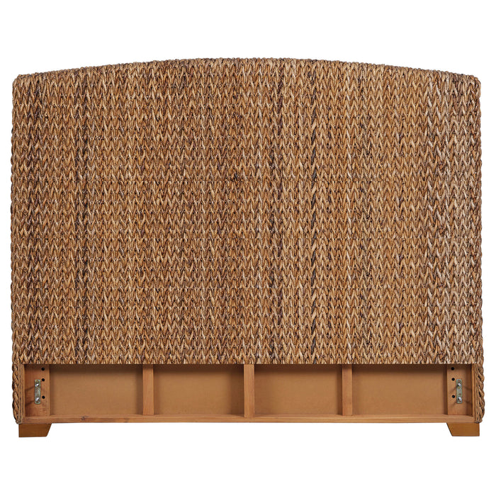 Laughton Woven Banana Leaf Queen Panel Headboard Amber