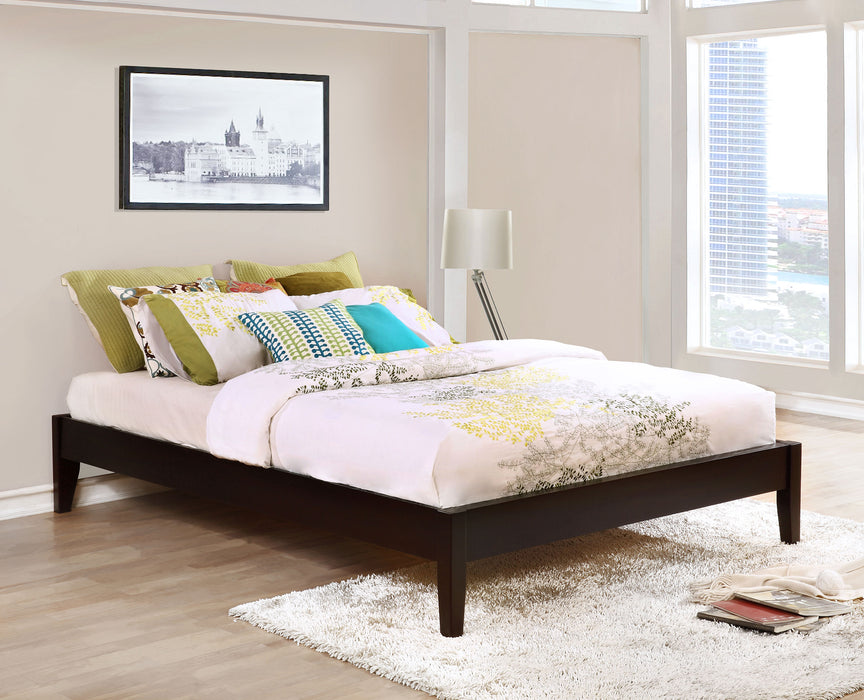 Hounslow Eastern King universal platform bed in cappuccino finish, featuring a sleek wooden frame and modern design.