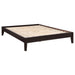 CoasterEssence Hounslow Eastern King universal platform bed in cappuccino finish, showing the headboard and sleek furniture design.