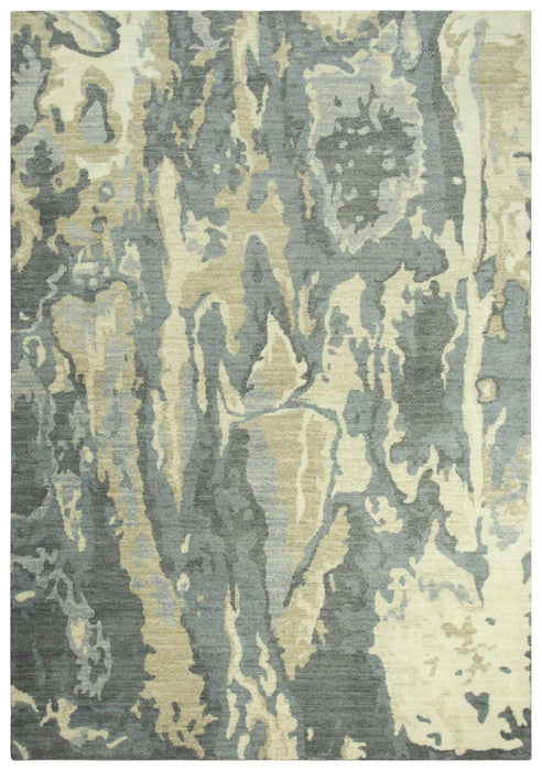 10' X 13' New Zealand Lambs Wool Abstract Hand Carved Handmade Area Rug (747507) - Gray / Cream / Yellow / Teal