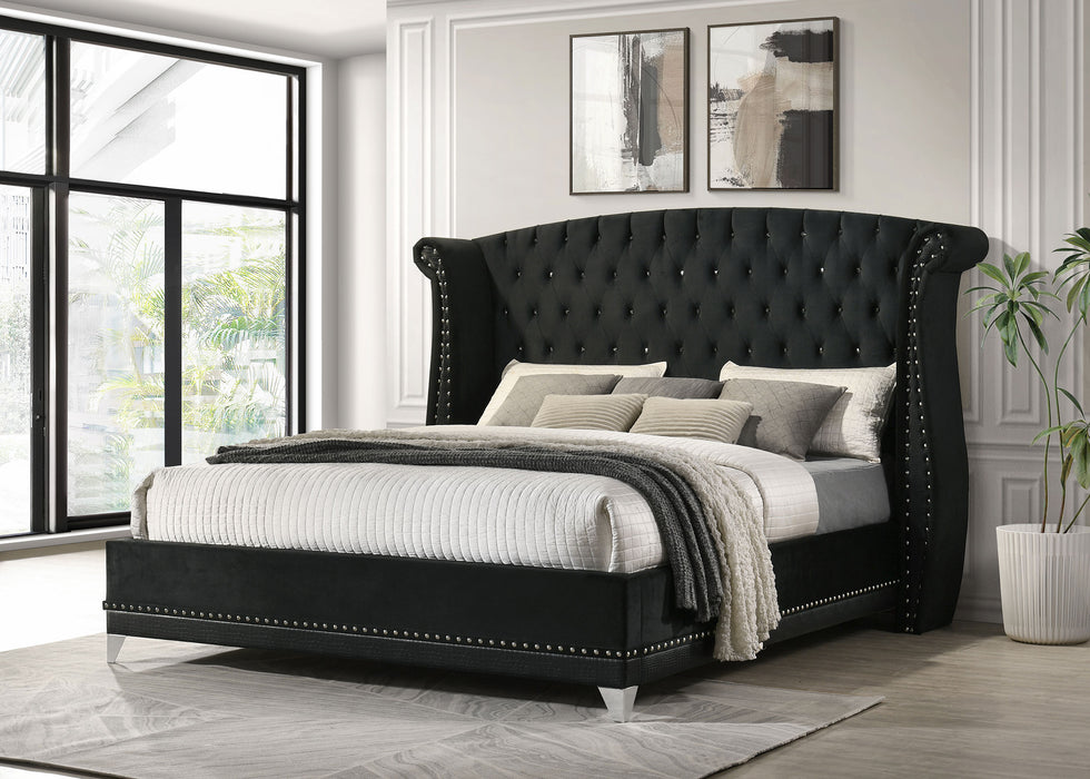Barzini Upholstered California King Wingback Bed Black