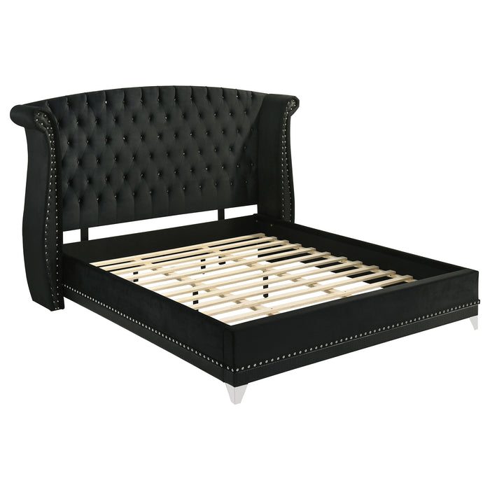Barzini Upholstered California King Wingback Bed Black