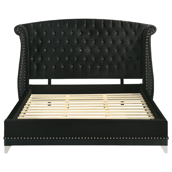 Barzini Upholstered California King Wingback Bed Black
