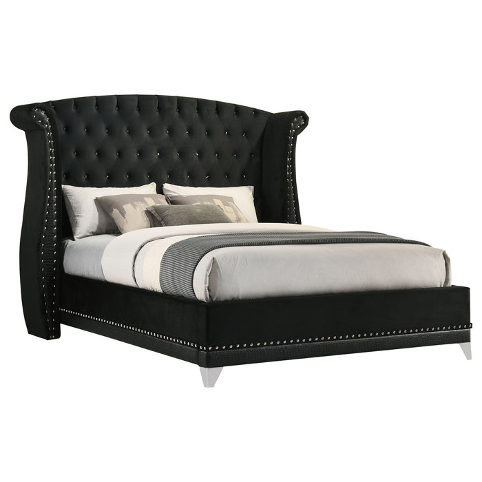 Barzini Upholstered Queen Wingback Bed Black