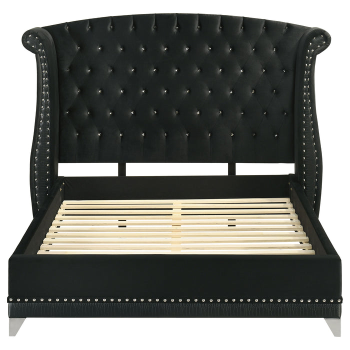 Barzini Upholstered Queen Wingback Bed Black