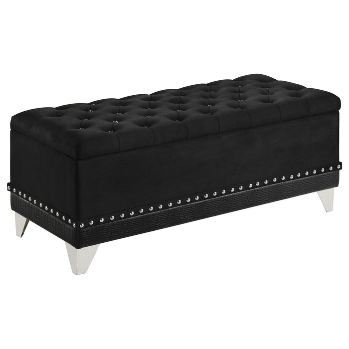 Barzini Velvet Upholstered Tufted Storage Bench Black