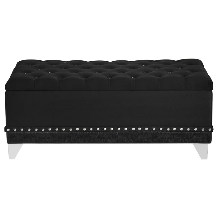 Barzini Velvet Upholstered Tufted Storage Bench Black
