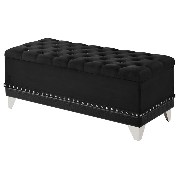 Barzini Velvet Upholstered Tufted Storage Bench Black