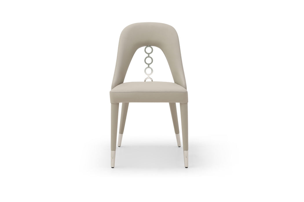 Faux Leather Stainless Steel Dining Side Chairs (Set of 2) - Gray / Silver