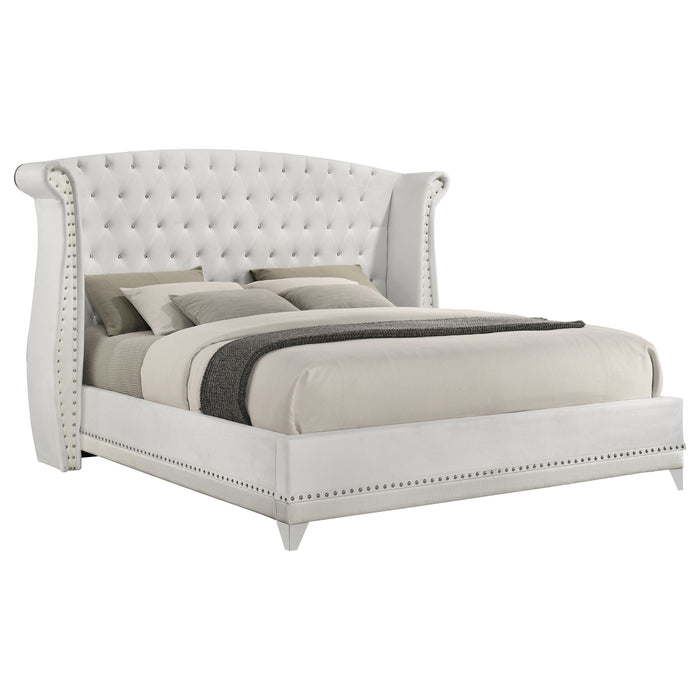 Barzini Upholstered Eastern King Wingback Bed White