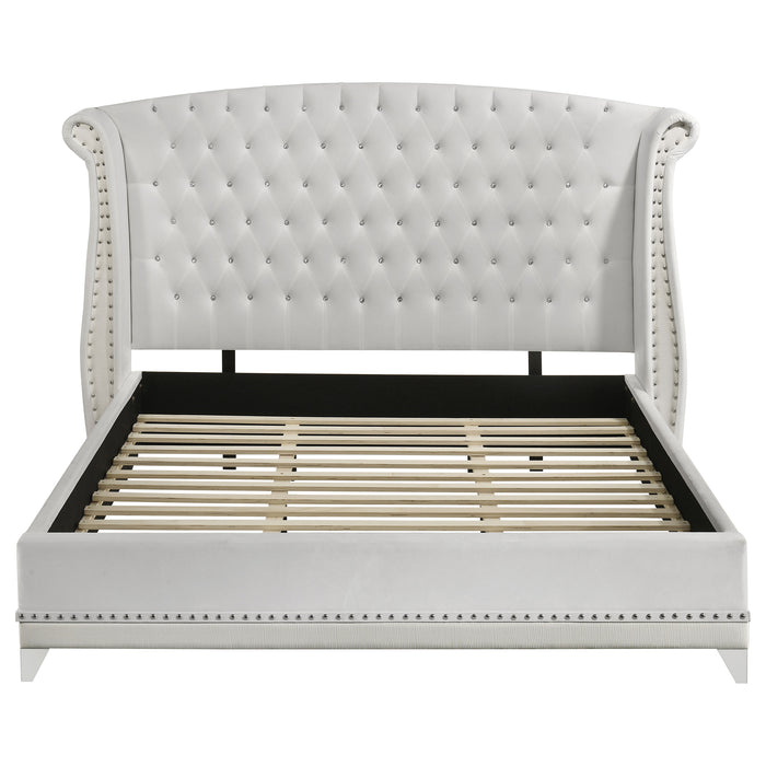 Barzini Upholstered Eastern King Wingback Bed White