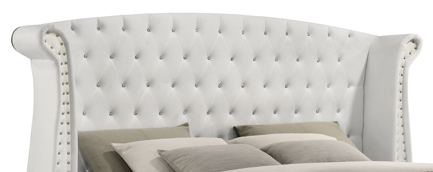 Barzini Upholstered Eastern King Wingback Bed White