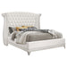 White 5-piece Queen bedroom set by CoasterEveryday, including bed frame, nightstands, and dresser, with sleek modern design.