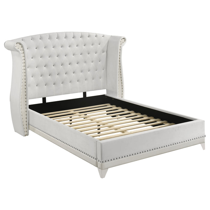 Barzini Upholstered Queen Wingback Bed White