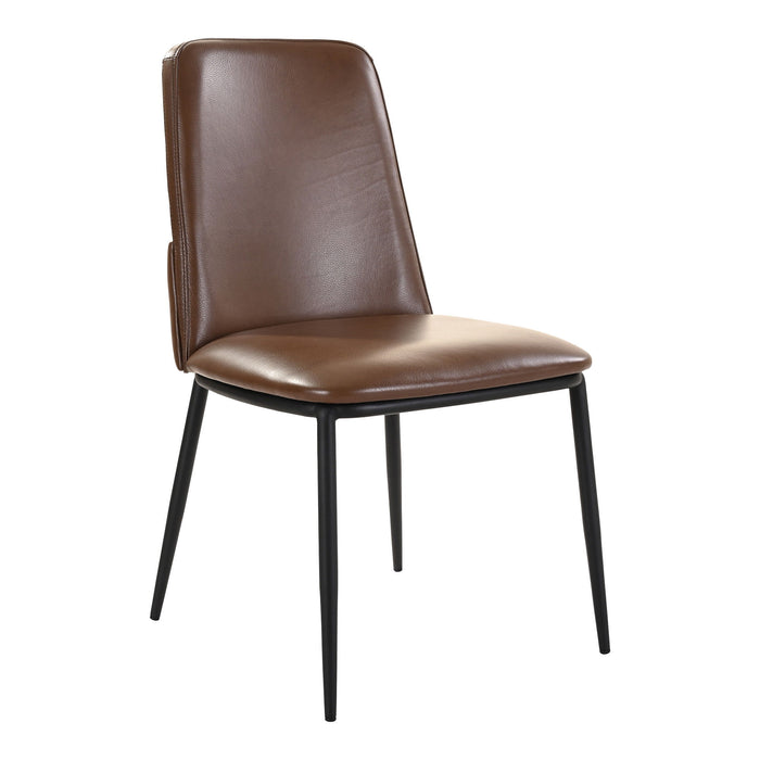 Upholstered Leather Dining Side Chairs (Set of 2) - Brown / Black