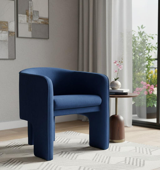 Contemporary Velvet Three Legged Chair - Royal Blue Gray