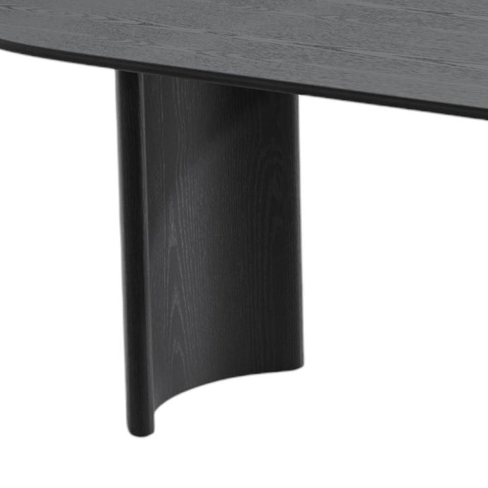 79" Solid Wood Mirrored Double Pedestal Base Oval Dining Room Table - Black