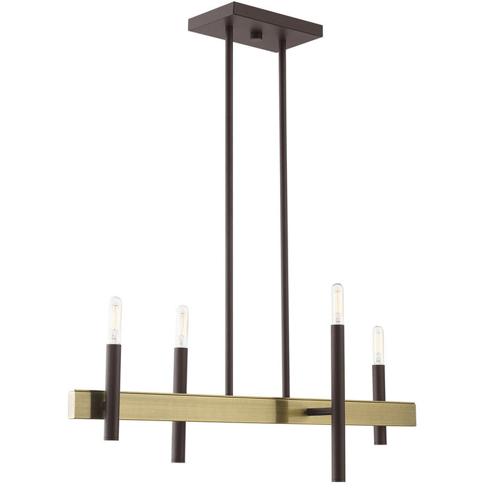 24" Four Light Dimmable Chandelier With Shades - Bronze