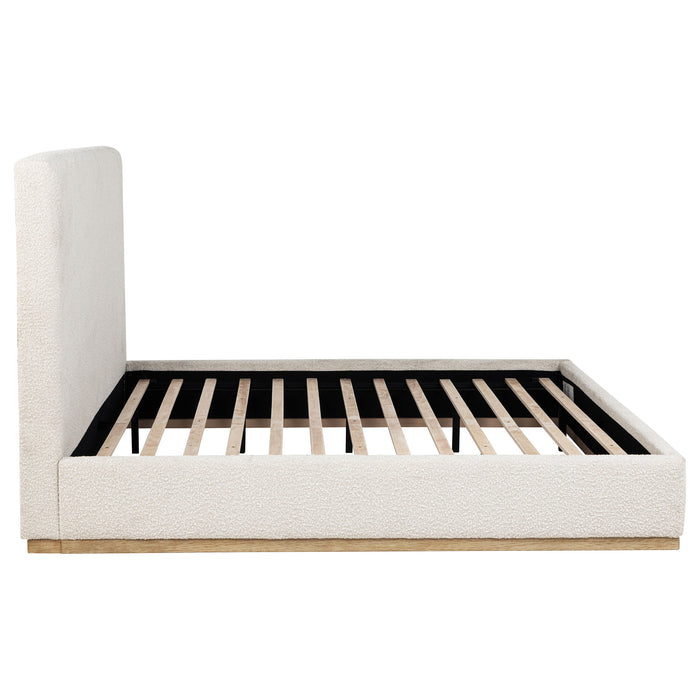 Knox Eastern King Bouclé Upholstered Platform Bed Cream